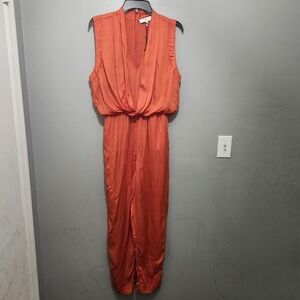 Reiss Women's Kali Draped Neckline Jumpsuit Orange Size 6 FLAW